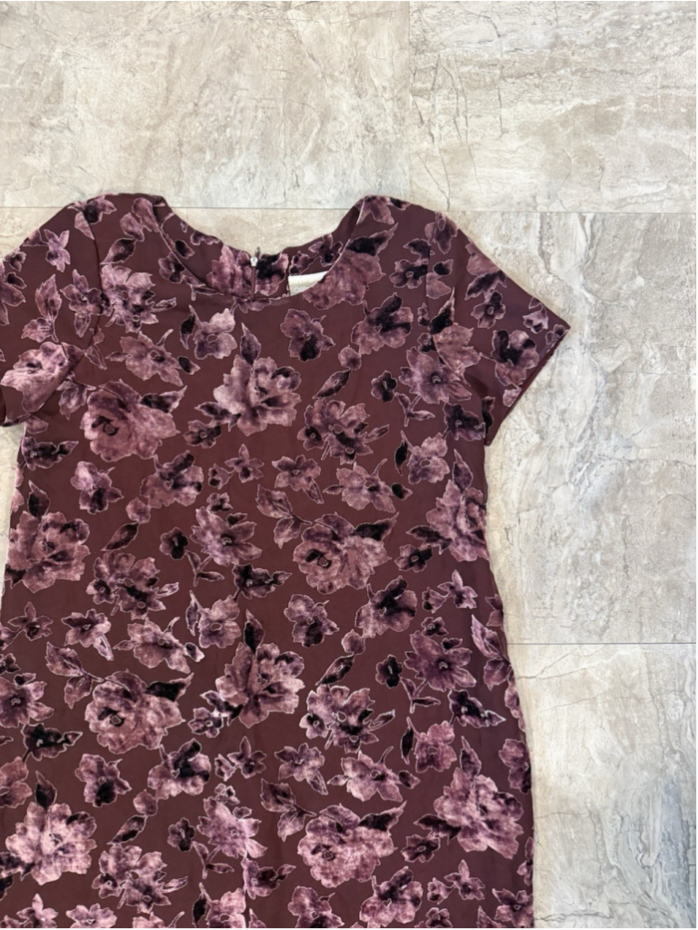 VTG 90s Coldwater Creek purple Burnout Floral Whimsigoth shift dress size 8